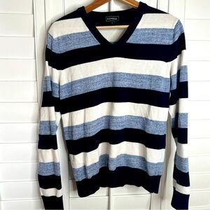 EXPRESS Men’s Color Block Blue and White Sweater